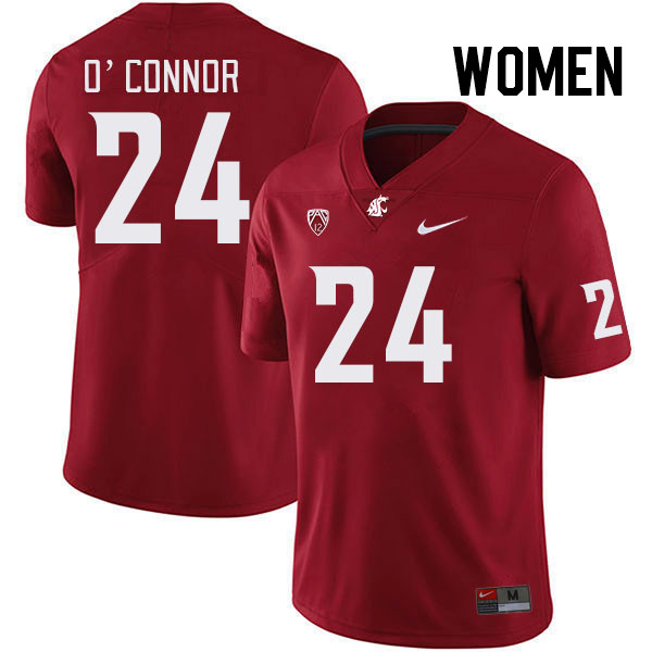 Women #24 Ethan O'Connor Washington State Cougars College Football Jerseys Stitched Sale-Crimson - Click Image to Close